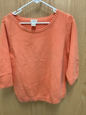 L.L. Bean Coral Crewneck three quarter-Sleeve Sweater